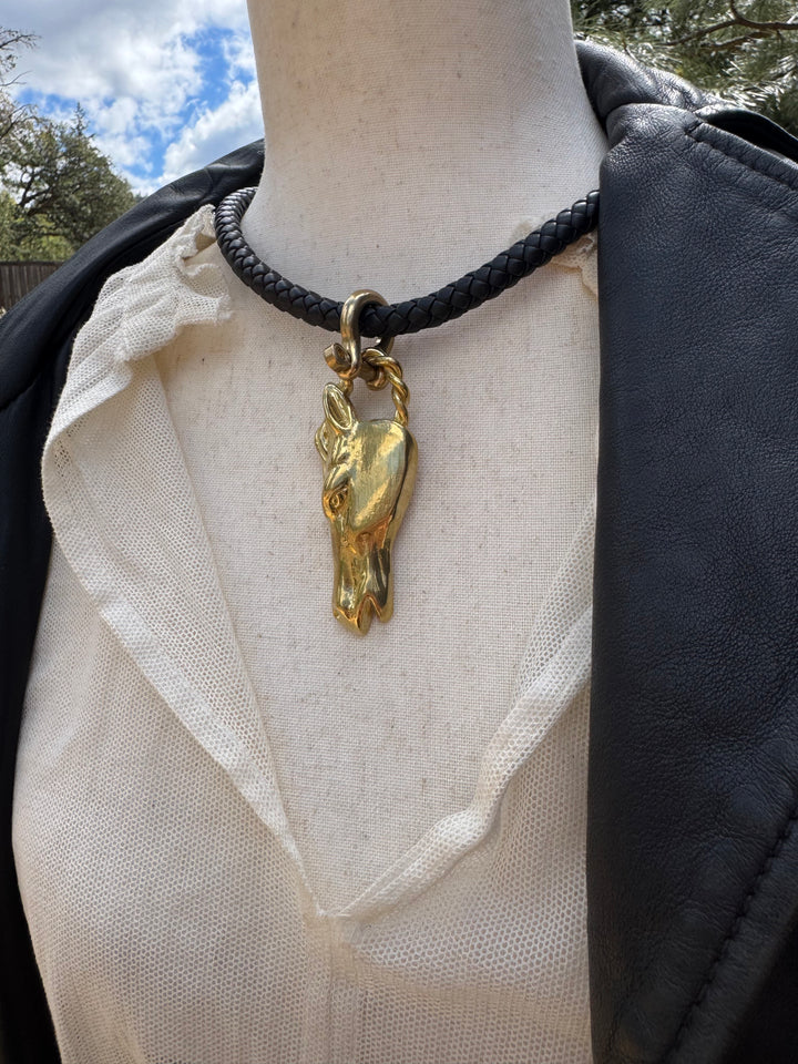 Bronze & Leather Horse Choker