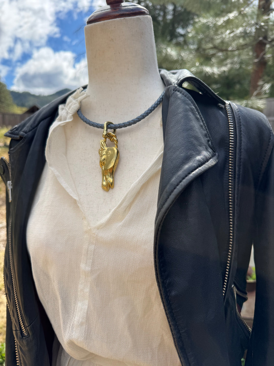 Bronze & Leather Horse Choker