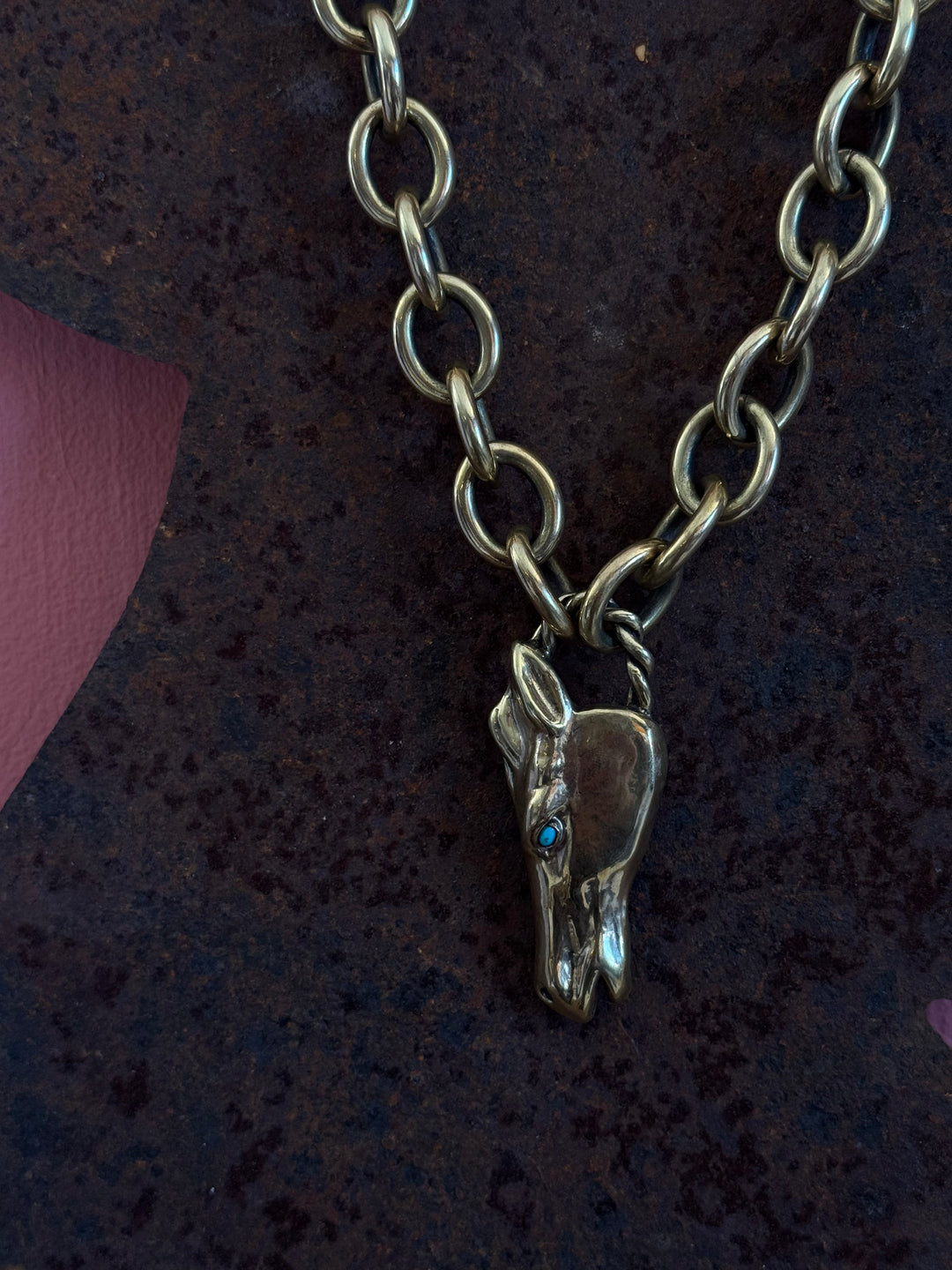 Heavy Bronze & Turquoise Necklace