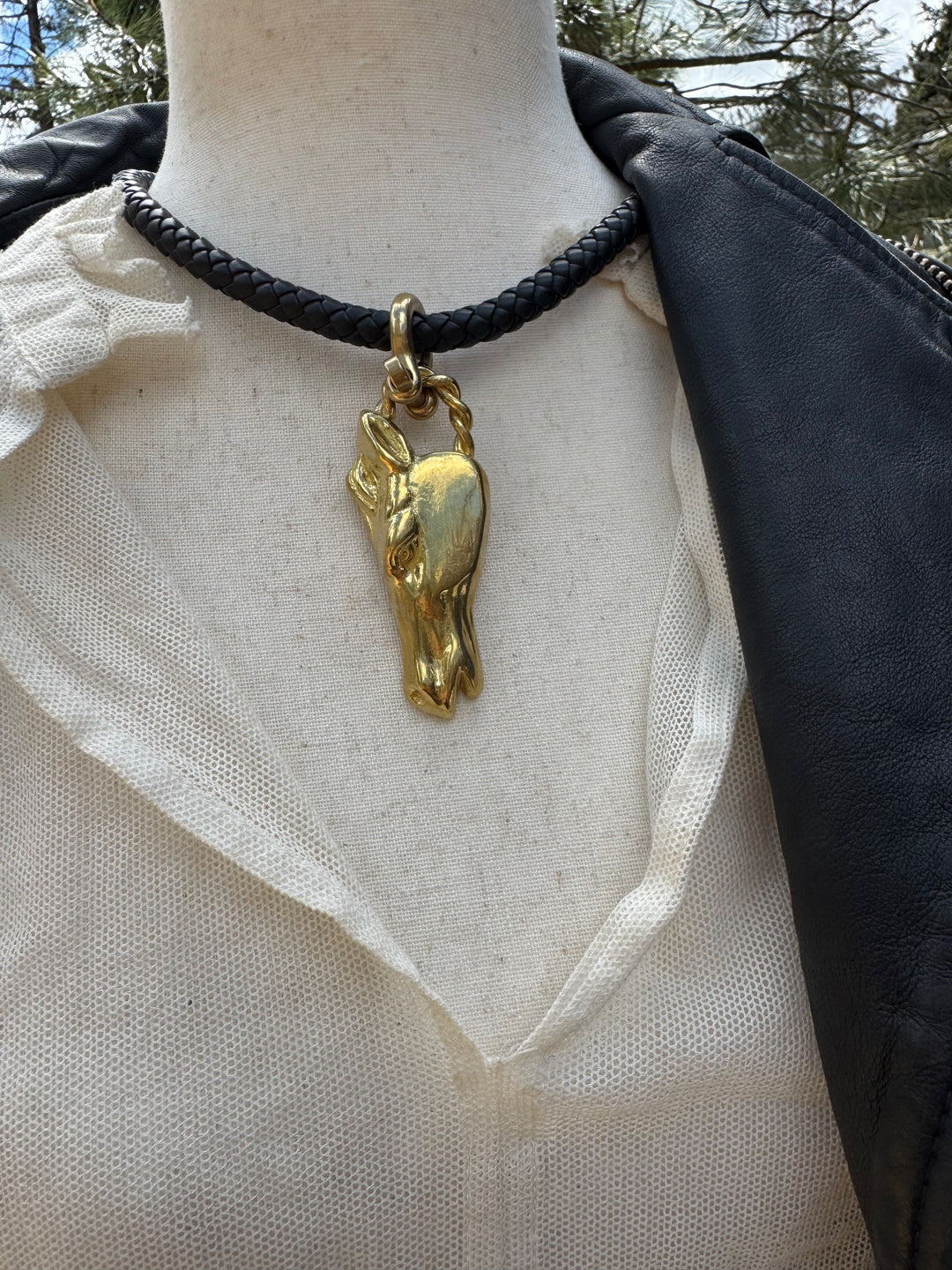 Bronze & Leather Horse Choker