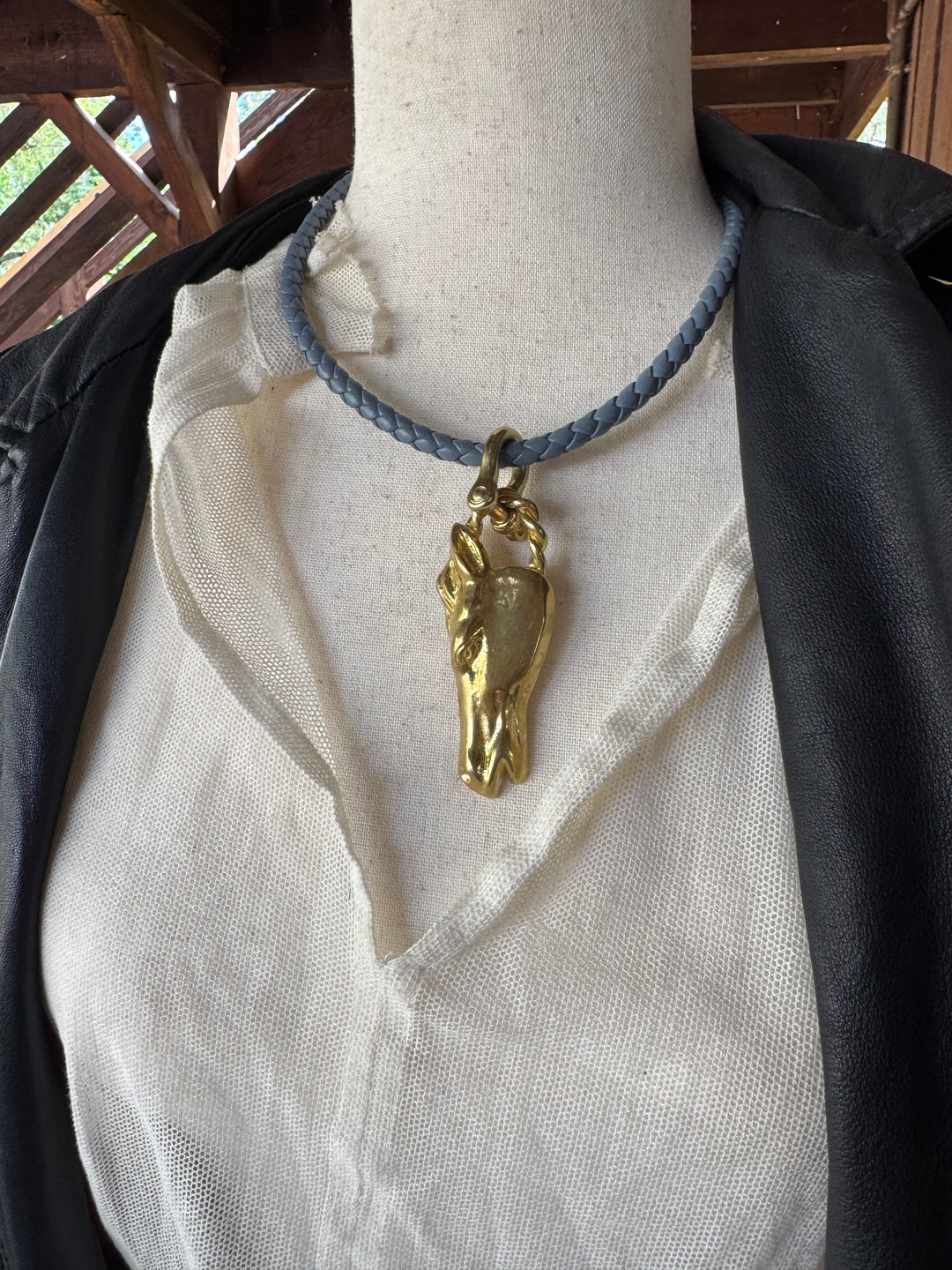 Bronze & Leather Horse Choker