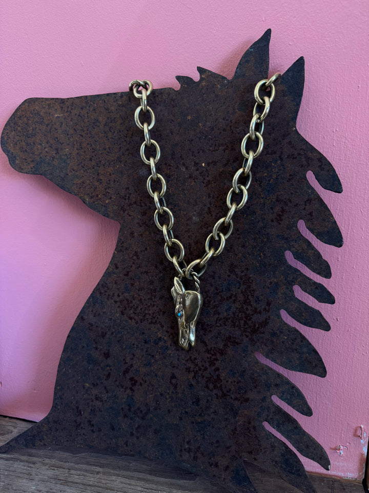 Heavy Bronze & Turquoise Necklace