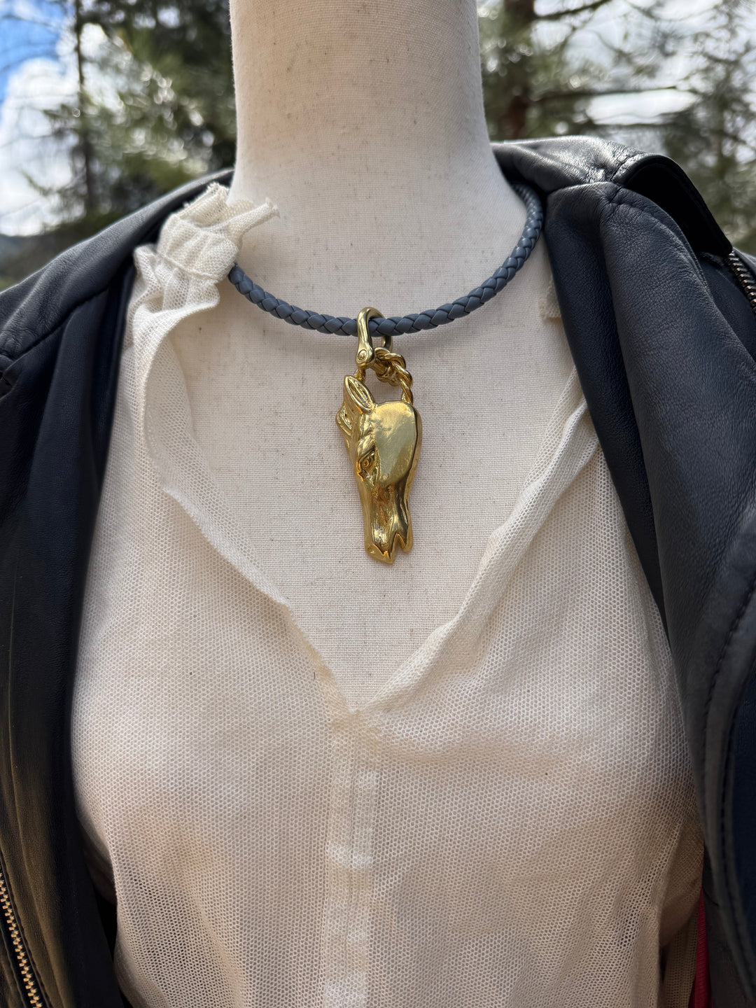 Bronze & Leather Horse Choker