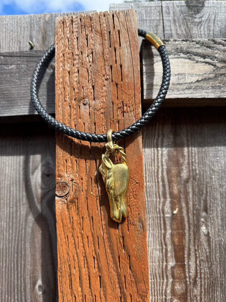 Bronze & Leather Horse Choker
