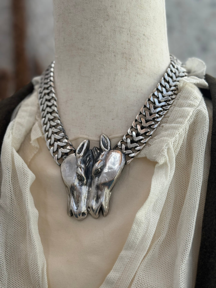 Sterling Two Horse Necklace