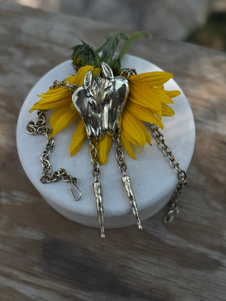 Bronze Two Horse Bolo Necklace
