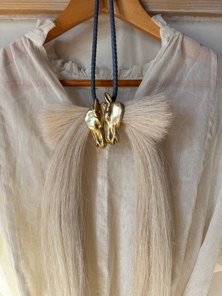 Bronze Two Horse Bowtie Necklace