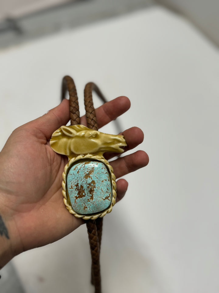 Porcelan and Turquoise Horse Bolo