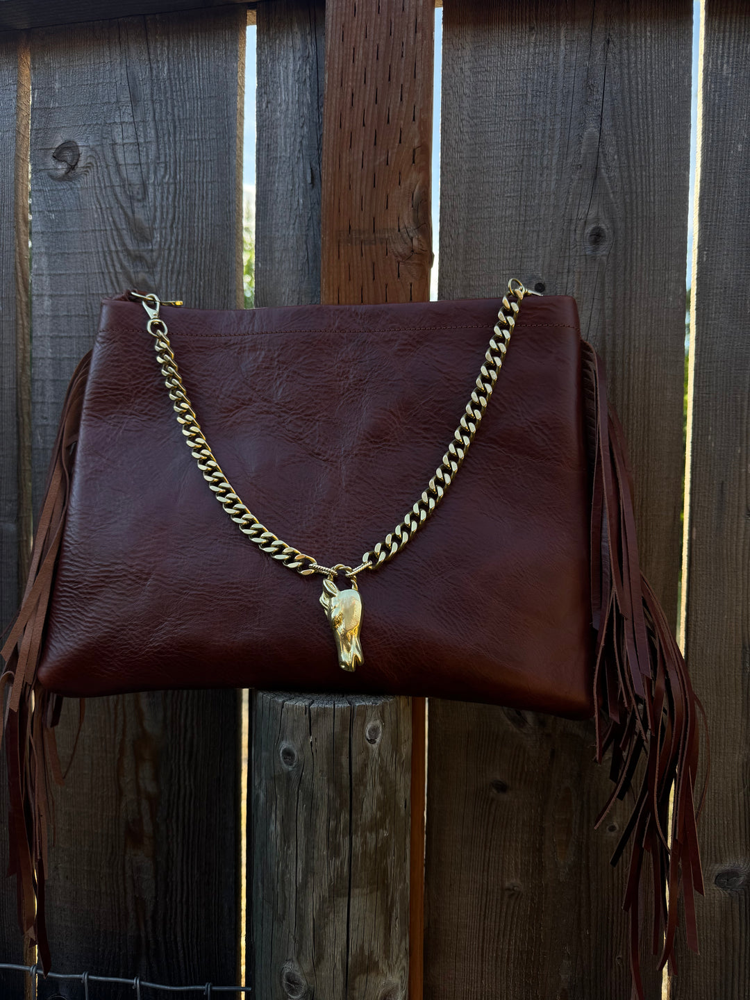 Bronze Horse Head Necklace Curb Chain